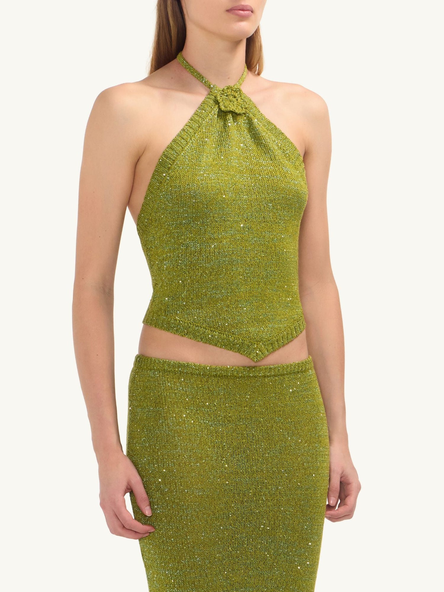 Teresa Scarf Top | Olive Oil Sequin