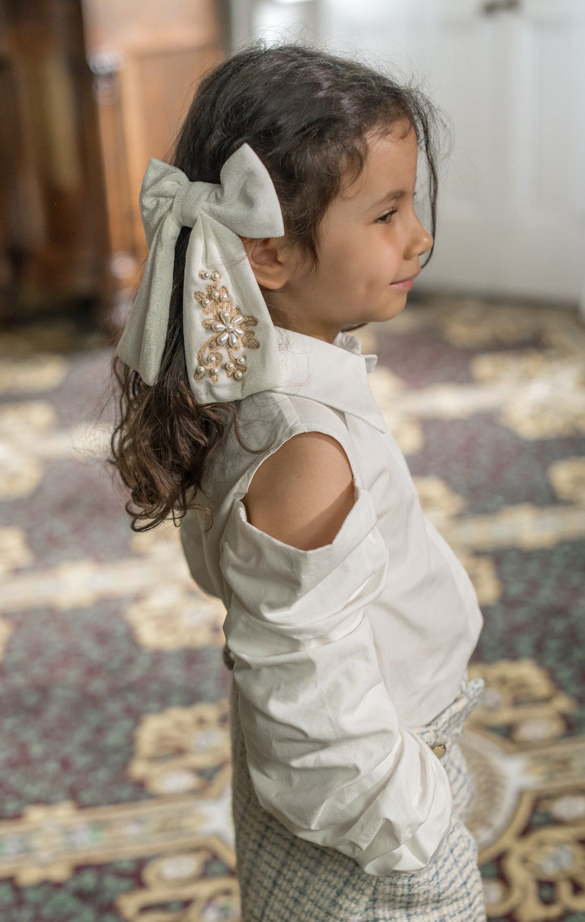 Baby Girls | Iris Blouse and Tweed Shorts Set | White