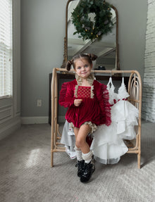 Baby Girls | Victoria Velvet Romper | Red