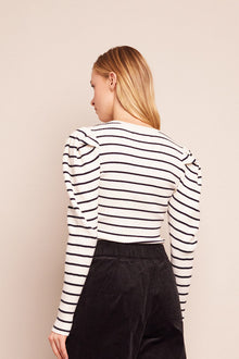 Jade Top | Ivory Black Stripe