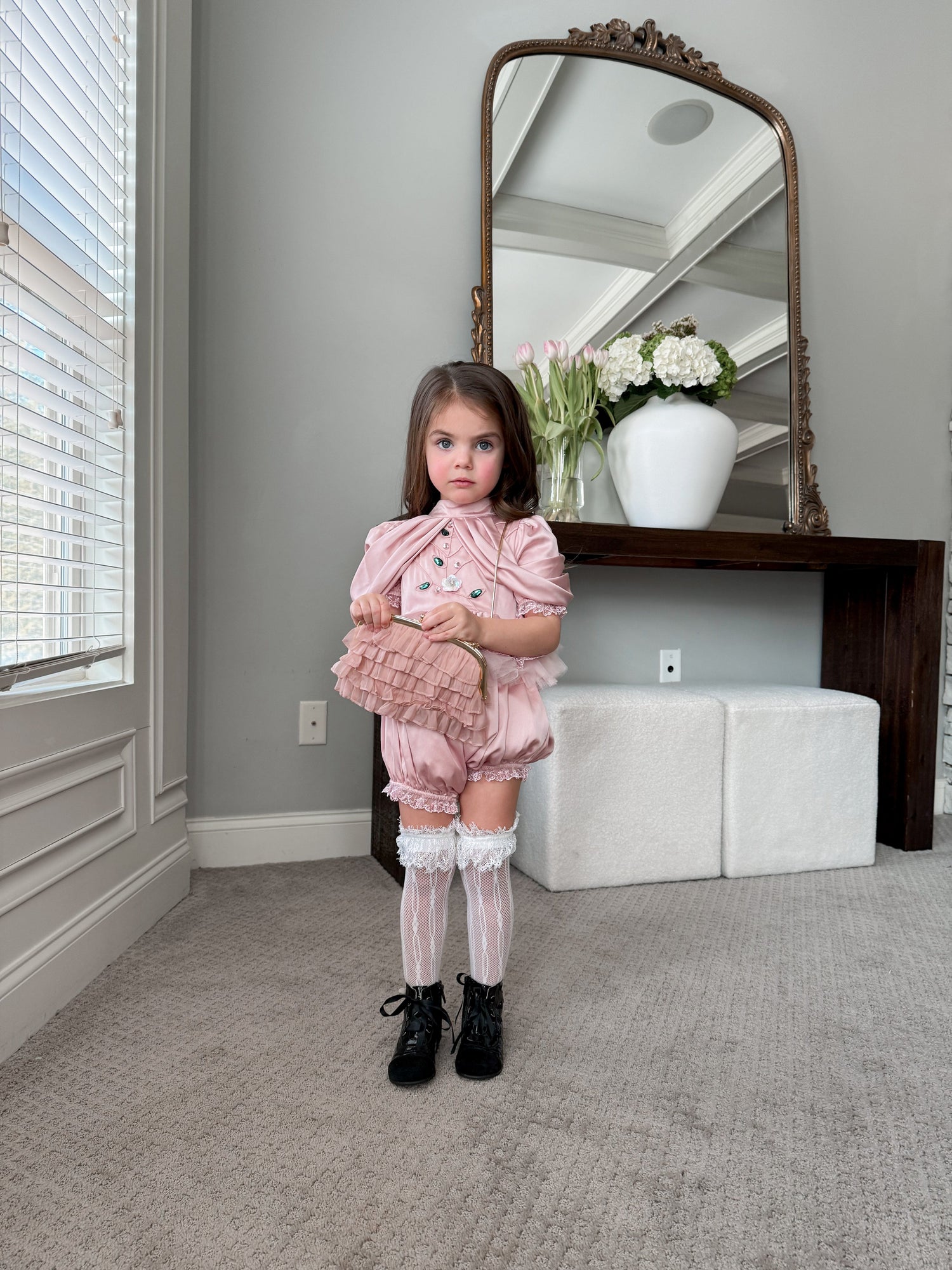 Baby Girls | Satin Ballerina Romper | Pink