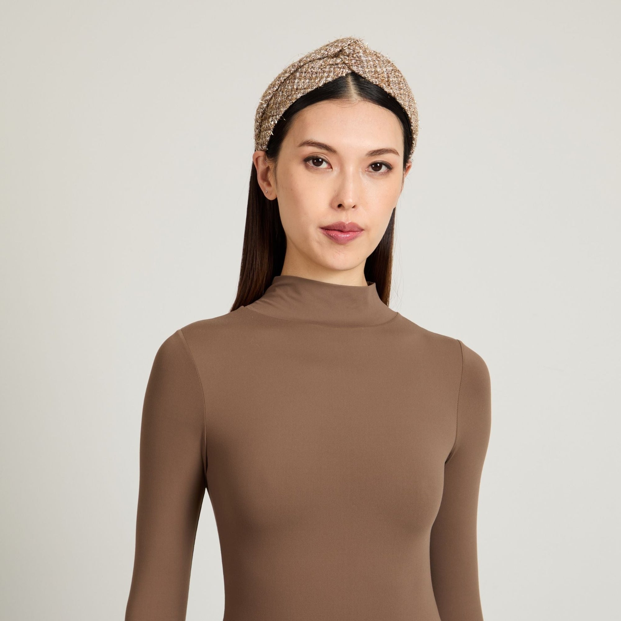 Trish Tweed Headband | Camel/Gold