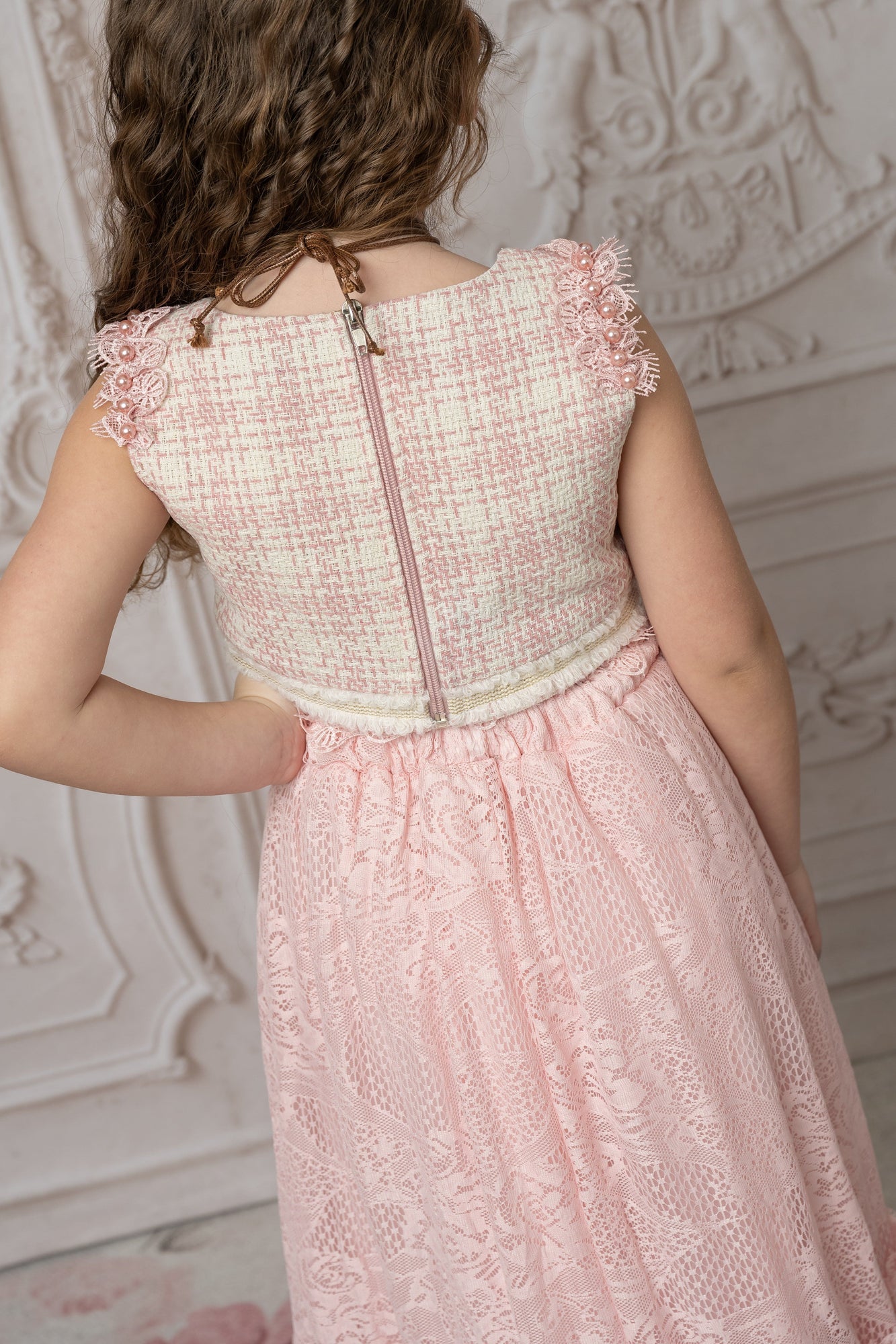 Baby Girls | Molly Tweed Top and Lace Skirt Set | Pink