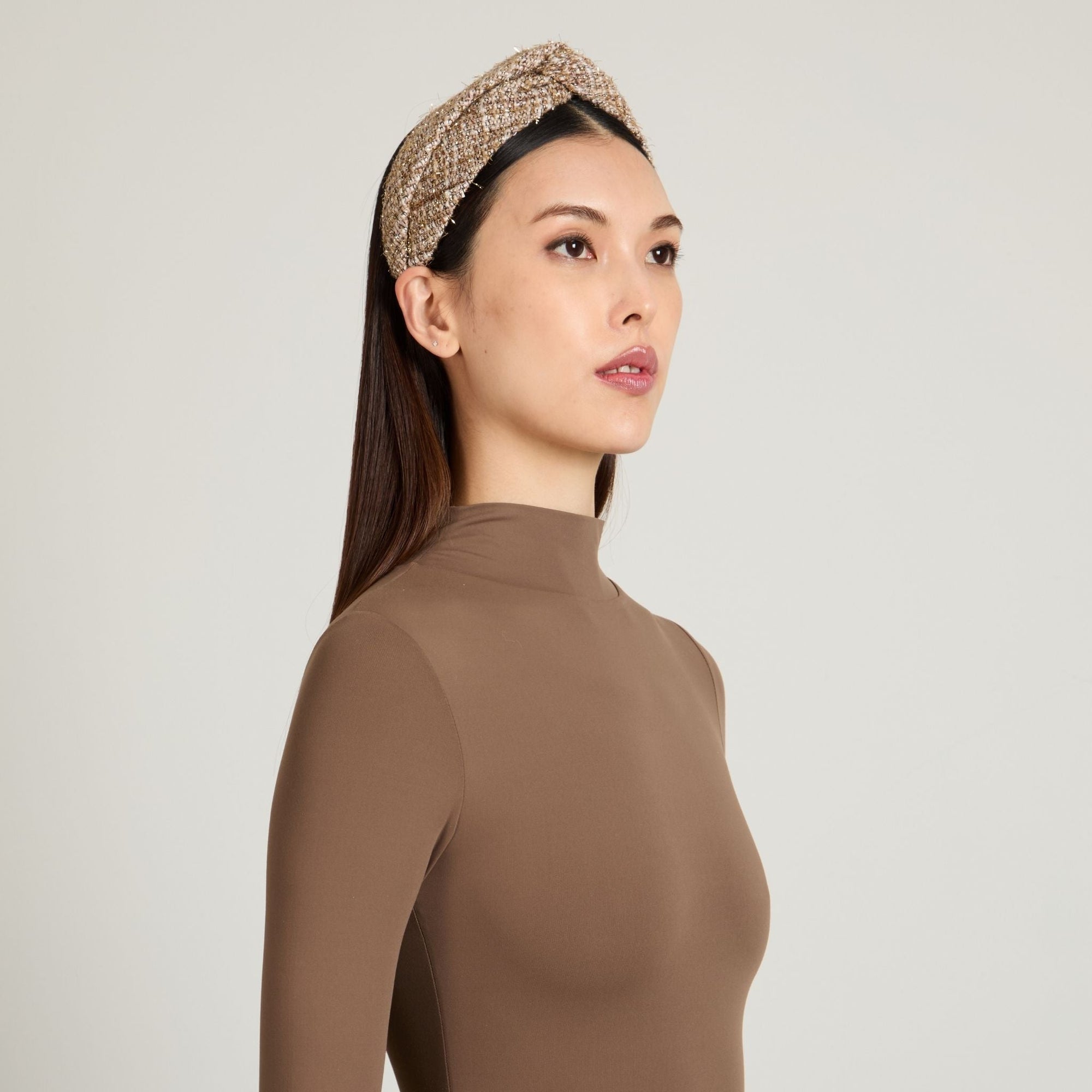 Trish Tweed Headband | Camel/Gold