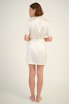 Silk Gown with Lace | Creme