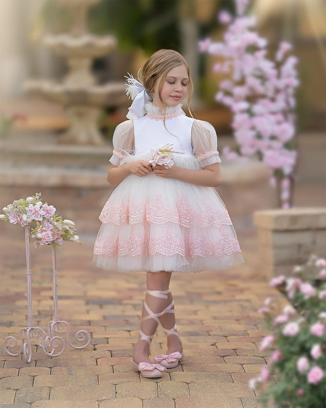 Baby Girls | Laila Embroidered Feather Dress | White