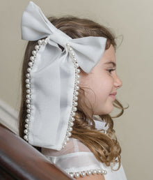 Pearl Ceremony Hair Bow | White