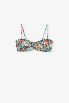 Recycled Printed Ruffle Bandeau Bikini Top | Multicolour