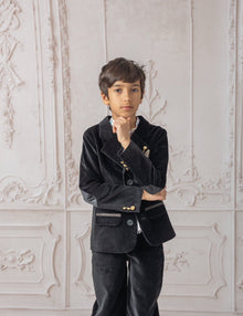 Boys | Charlie Velour Tuxedo Pants | Black