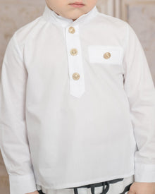 Boys | Charlie Mandarin Collar Shirt | White