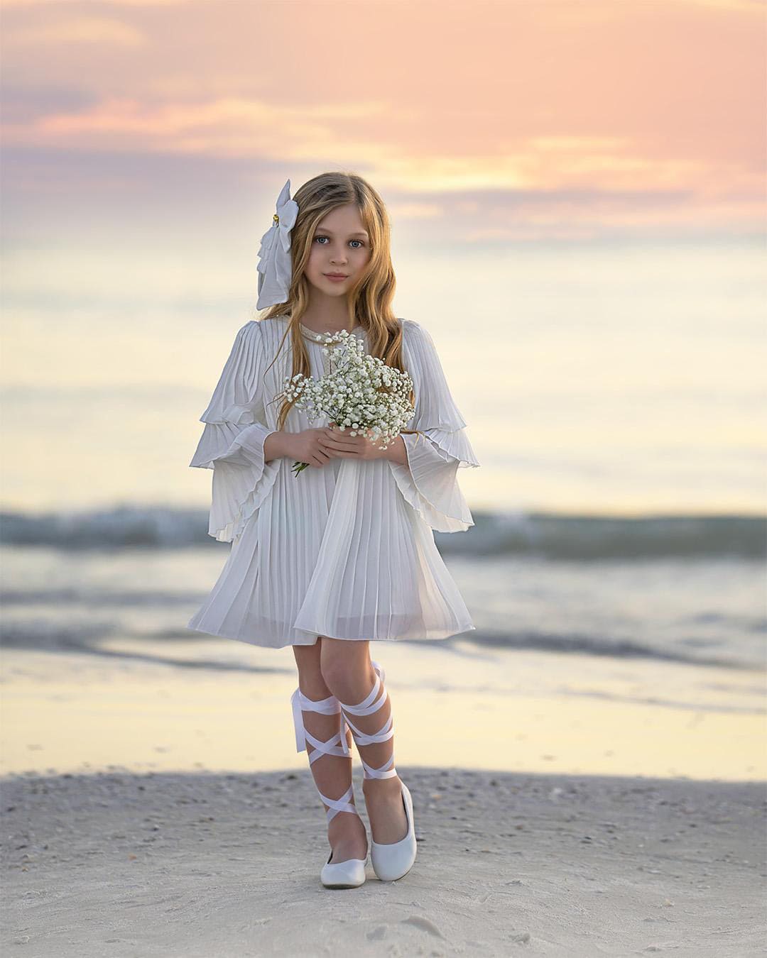 Baby Girls | Sienna Pleated Dress | White