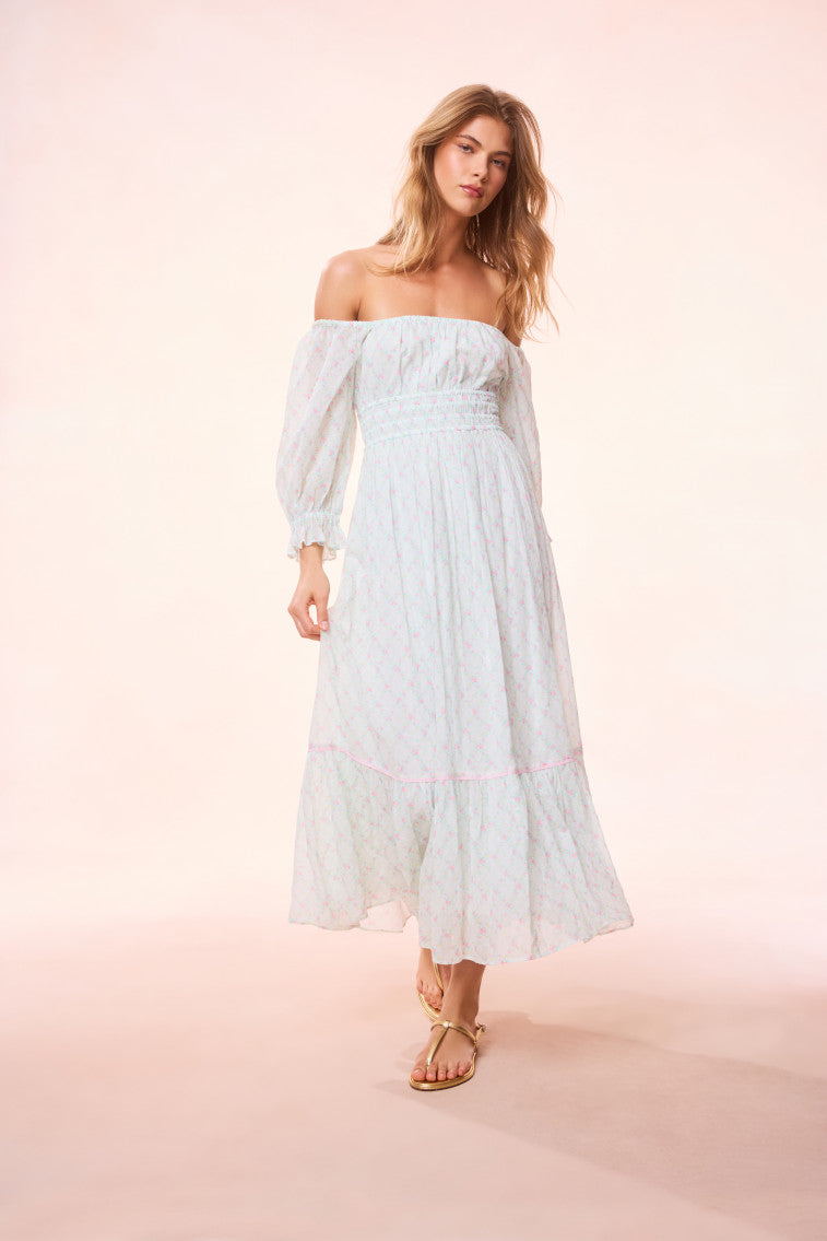 Dobrianna Re-Edition Cotton Maxi Dress | Green Leaf