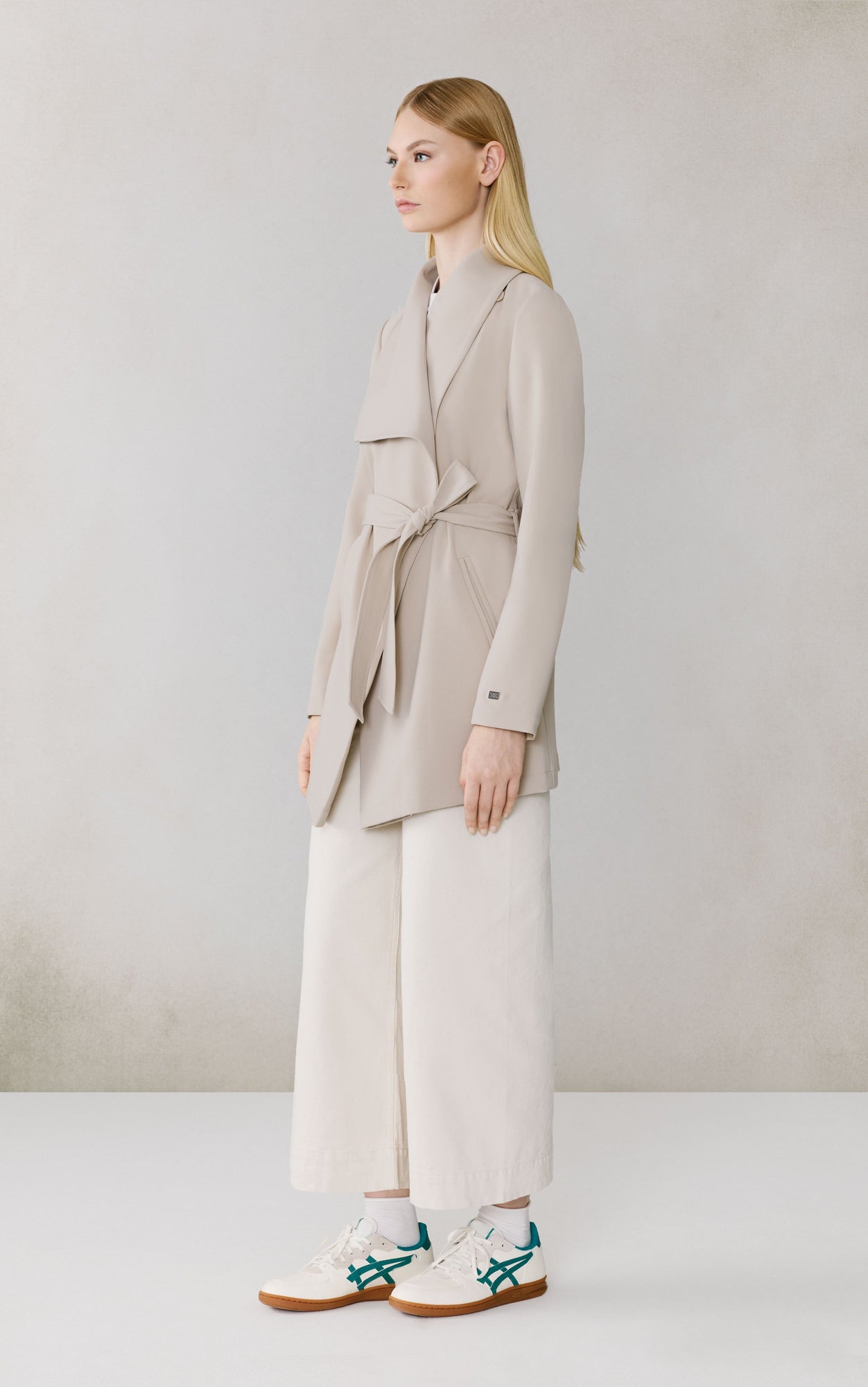Alondra Soft Drape Trench | Mist