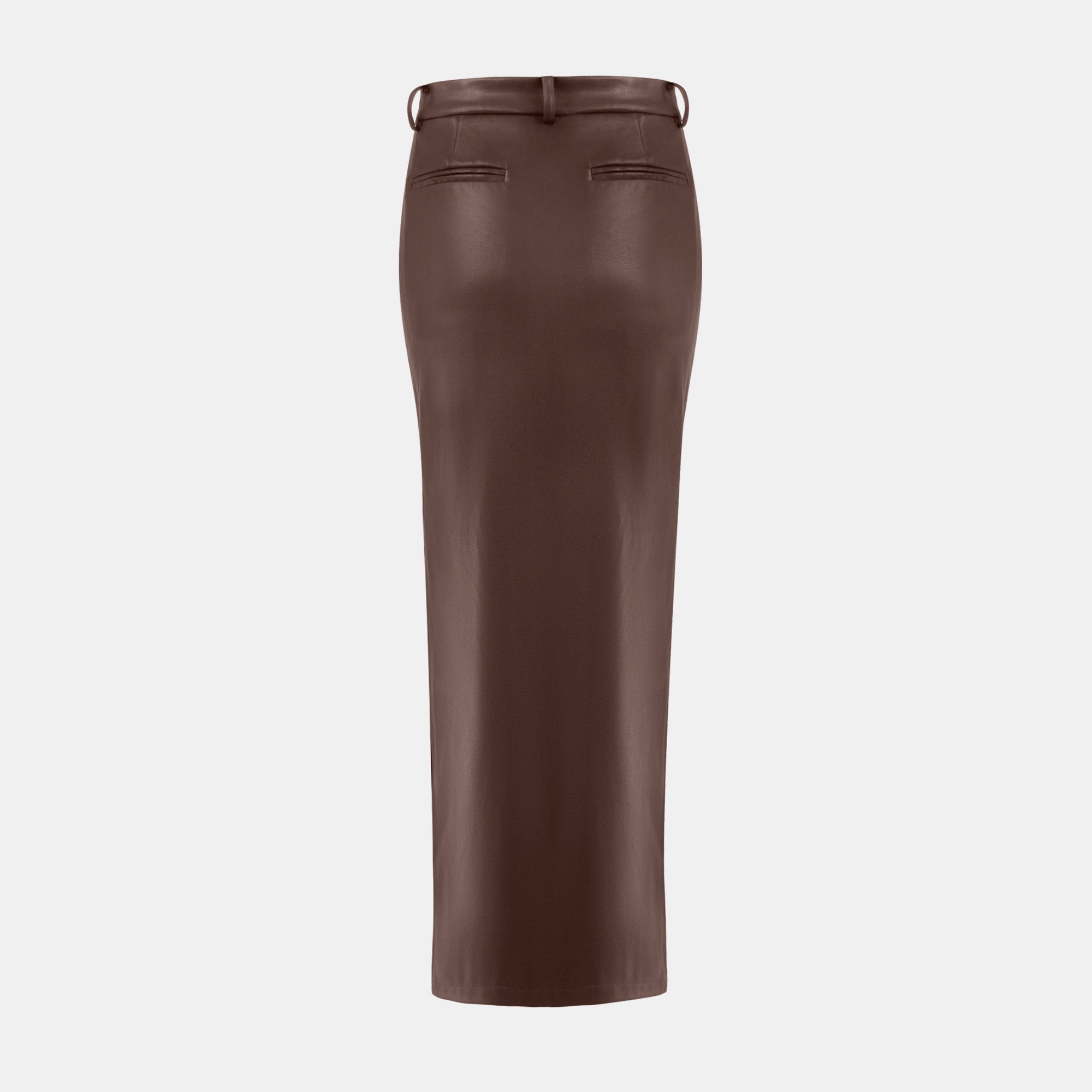 OW Collection Amara Faux Leather Skirt | Cappuccino