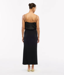 Another Tomorrow Asymmetrical Twist Skirt in Black – Crêpe Women's Skirt