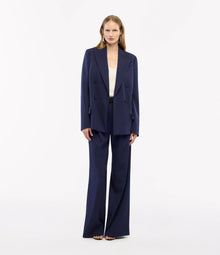Another Tomorrow Oversized Double Breasted Jacket in Indigo – Wool Women's Jacket