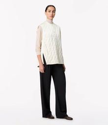 Another Tomorrow Satin Gilet in Cream – Satin Women's Jacket