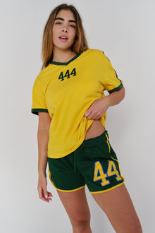 444' Aligned V-Neck Relaxed Tee | Gold x Forest Green