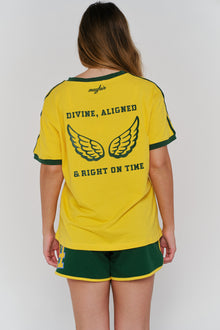 444' Aligned V-Neck Relaxed Tee | Gold x Forest Green