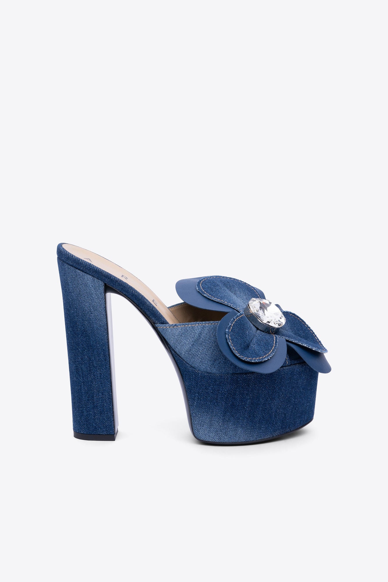 Jumbo Flower Platform Mule | Blue Jeans