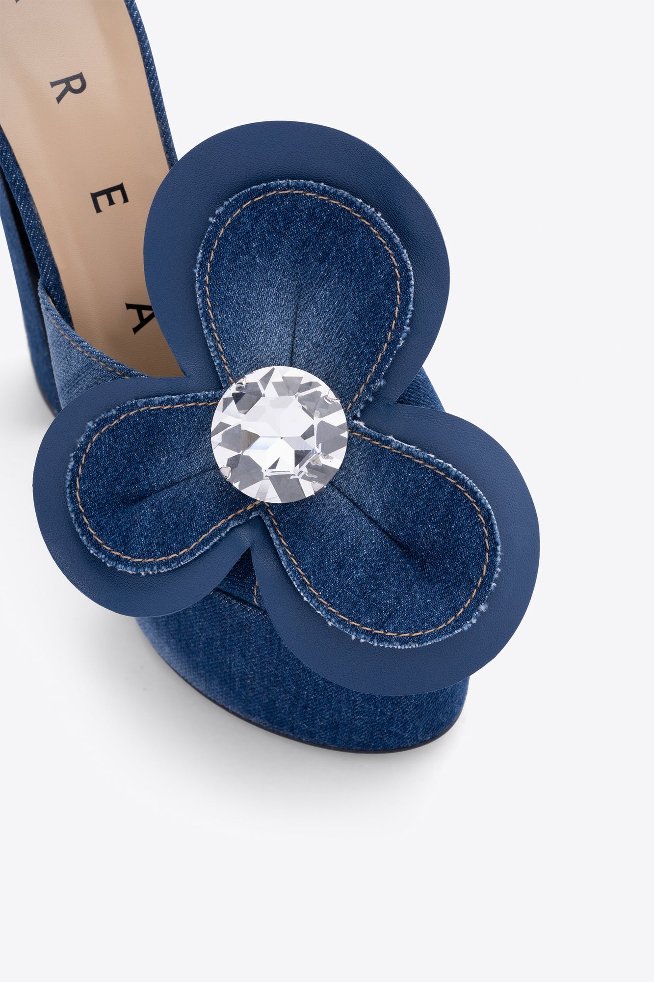 Jumbo Flower Platform Mule | Blue Jeans