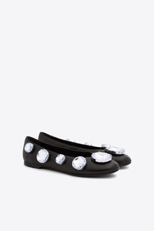 Multi Jumbo Crystal Ballet Flat | Black