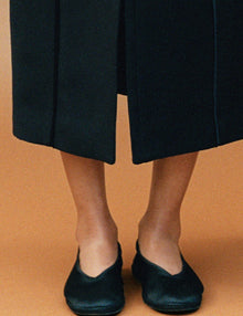 Womens | The Cassio Flat in Duchess Satin | Black