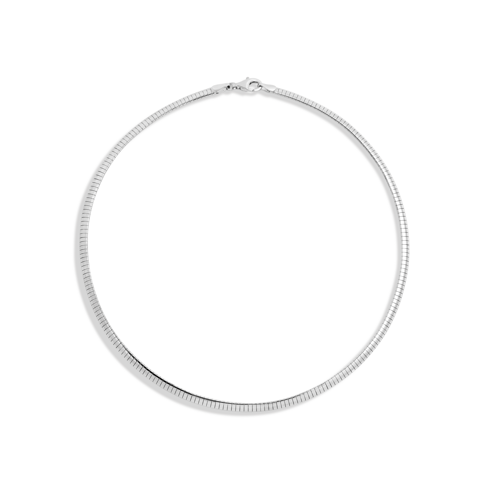 Omega Chain Necklace Vermeil White Gold 4mm