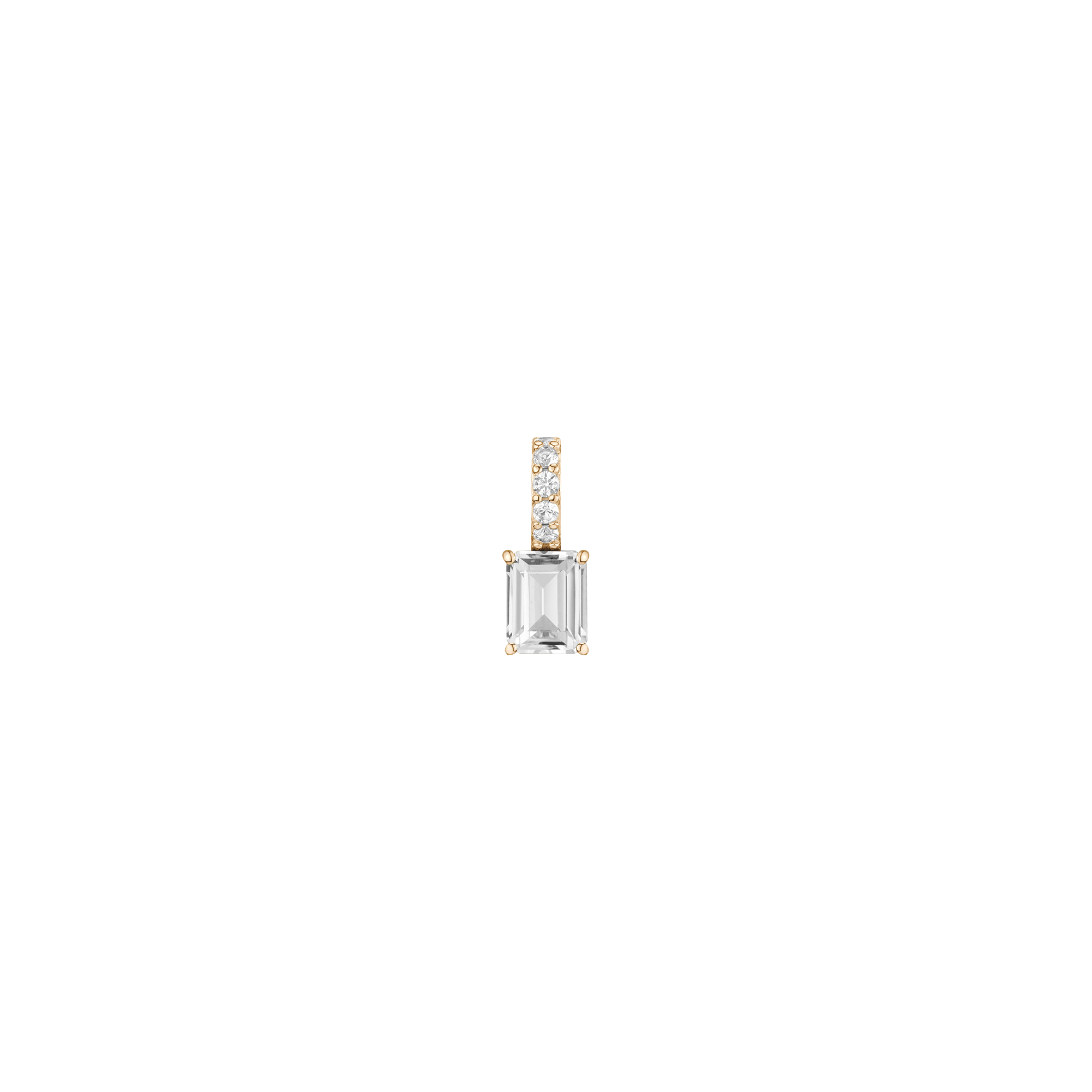 Emerald Cut Tennis Charm Pendant Vermeil Yellow Gold Lab Grown White Sapphire First