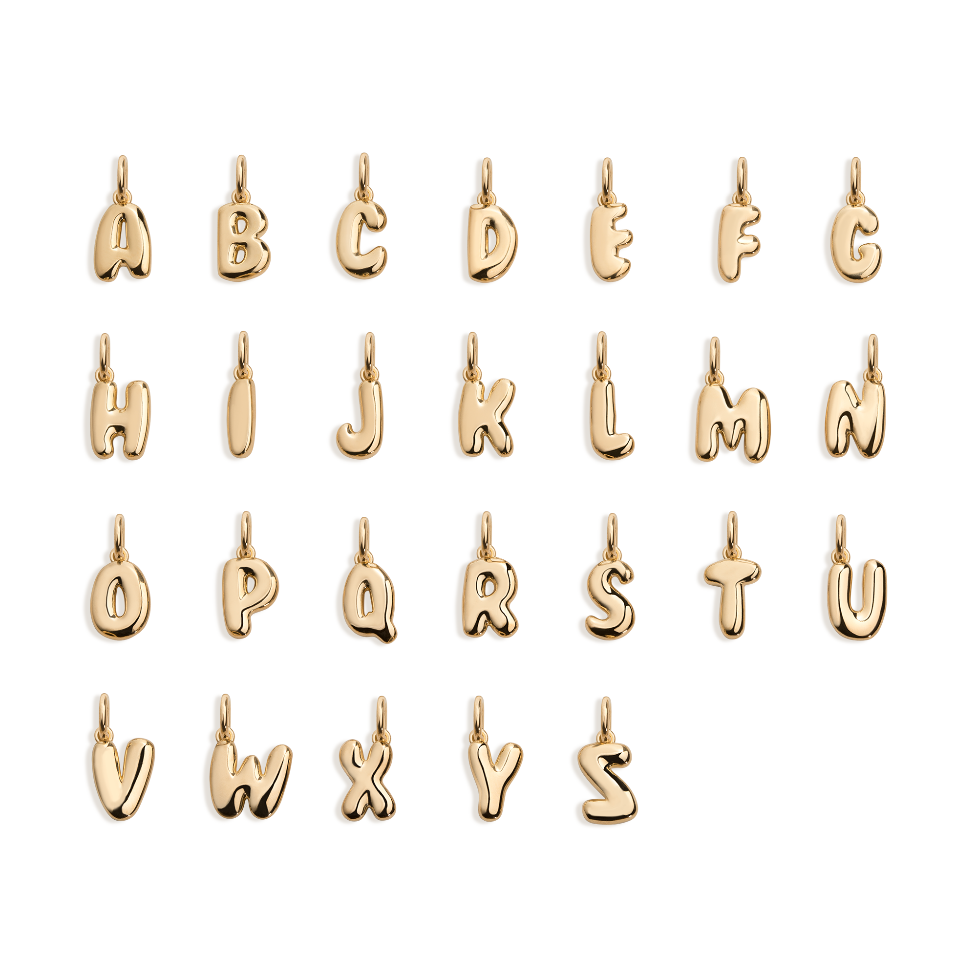 Bold Bubble Letter Pendant Vermeil 14k Yellow Gold M