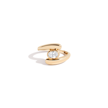 Lab Grown White Sapphire Ellipse Ring Vermeil Yellow Gold First