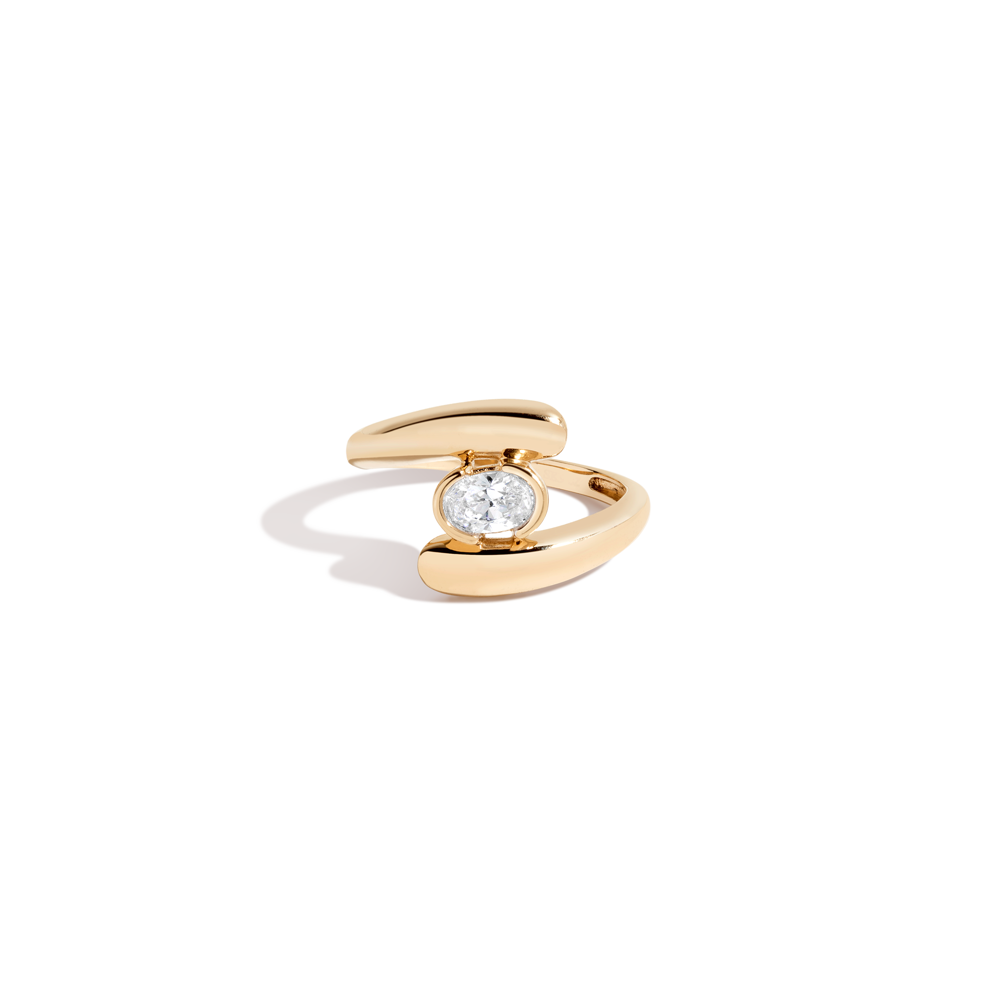 Lab Grown White Sapphire Ellipse Ring Vermeil Yellow Gold First