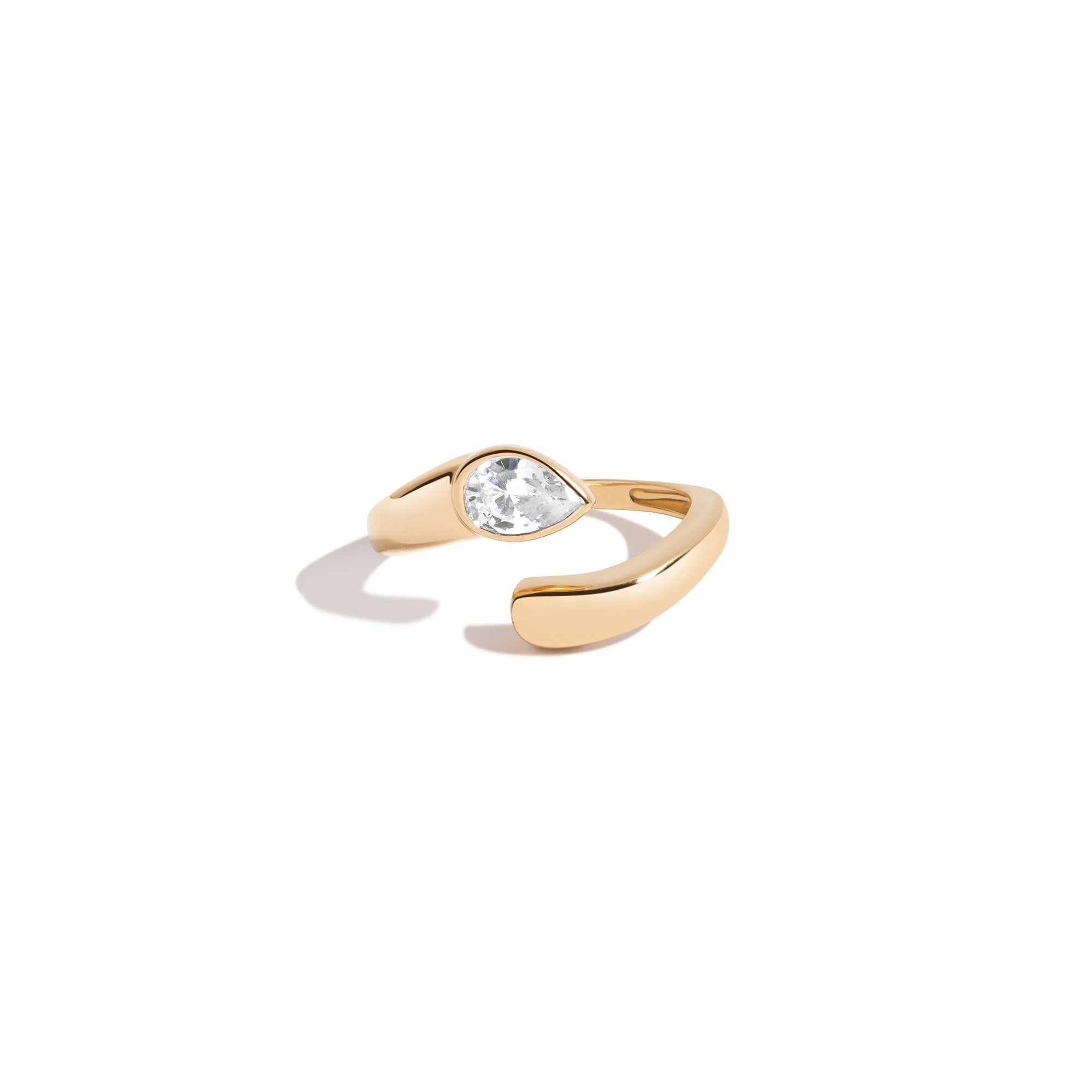 Lab Grown White Sapphire Pear Ellipse Ring Vermeil Yellow Gold First