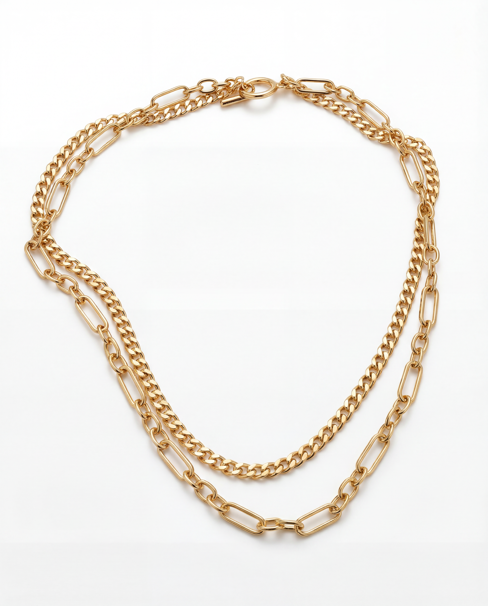 Dual Chain Toggle Necklace | 18K Gold Plated Brass