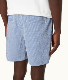 Alex Seersucker Seersucker Relaxed Fit Drawcord Shorts Woven | Blueberry/White Stripe