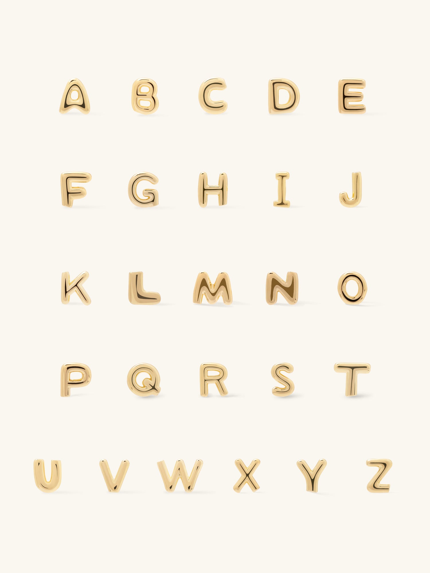 Alphabet Bubble Stud Earrings | 14K Gold Plated Brass