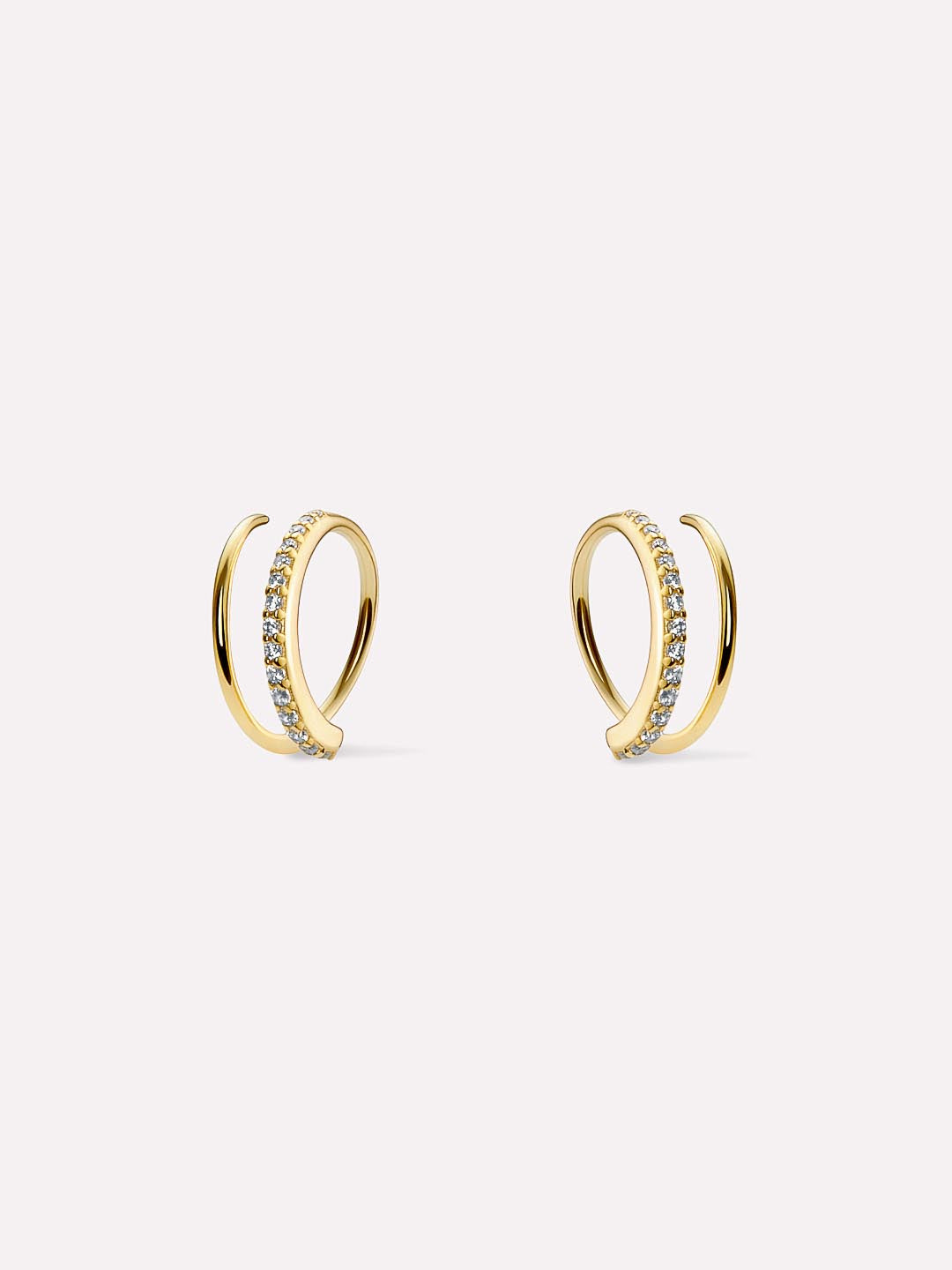 Harley Pave Double Hoop Earrings | 14K Gold on Sterling Silver | Cubic Zirconia