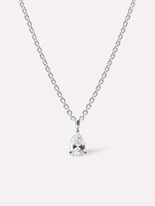 Elise Delicate Solitaire Pendant | Rhodium on Sterling Silver | Cubic Zirconia