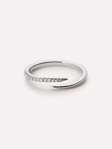 Oren Bypass Ring | Rhodium on Brass | Cubic Zirconia