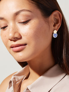 Mini Kinoko Earrings | 14K Gold on Brass | Marble Blue Enamel