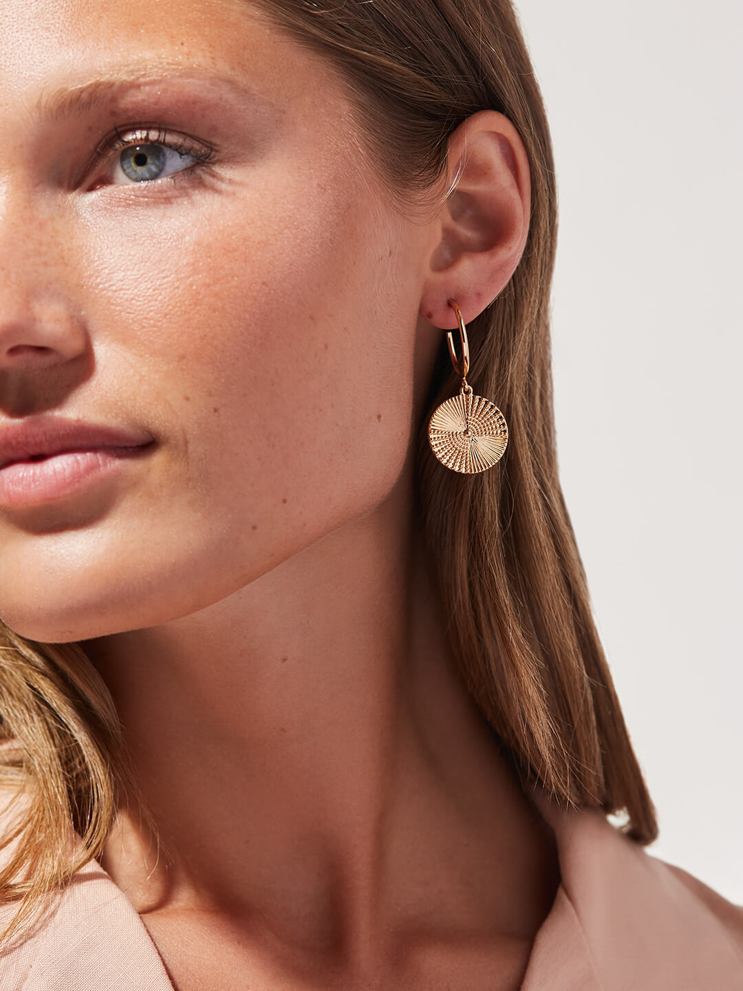 Michelle Coin Hoops | 14K Gold on Brass