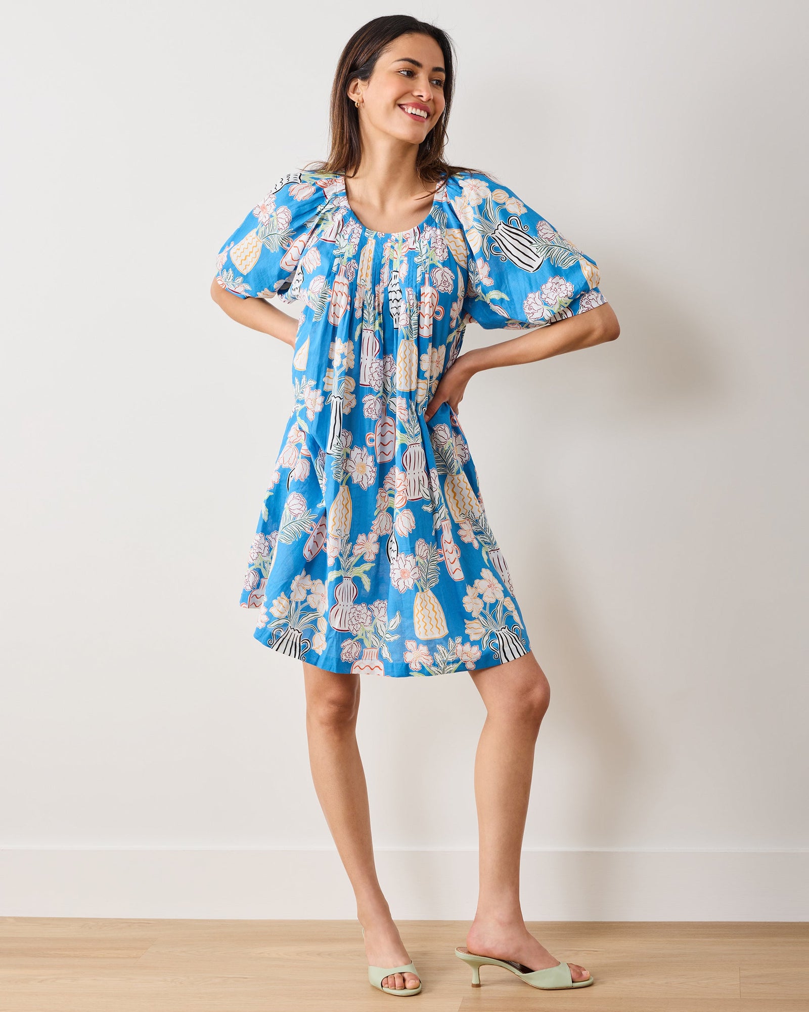 Antique Vases - Raina Dress - Blue Sky - Printfresh