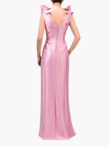 Spring Draped Floral Mikado Gown | Rose
