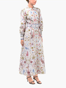 Cotton Poplin Collared Maxi Dress | Ivory Multi