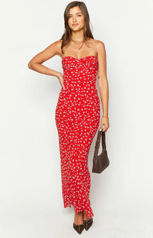Ashley Floral Formal Maxi Dress | Red
