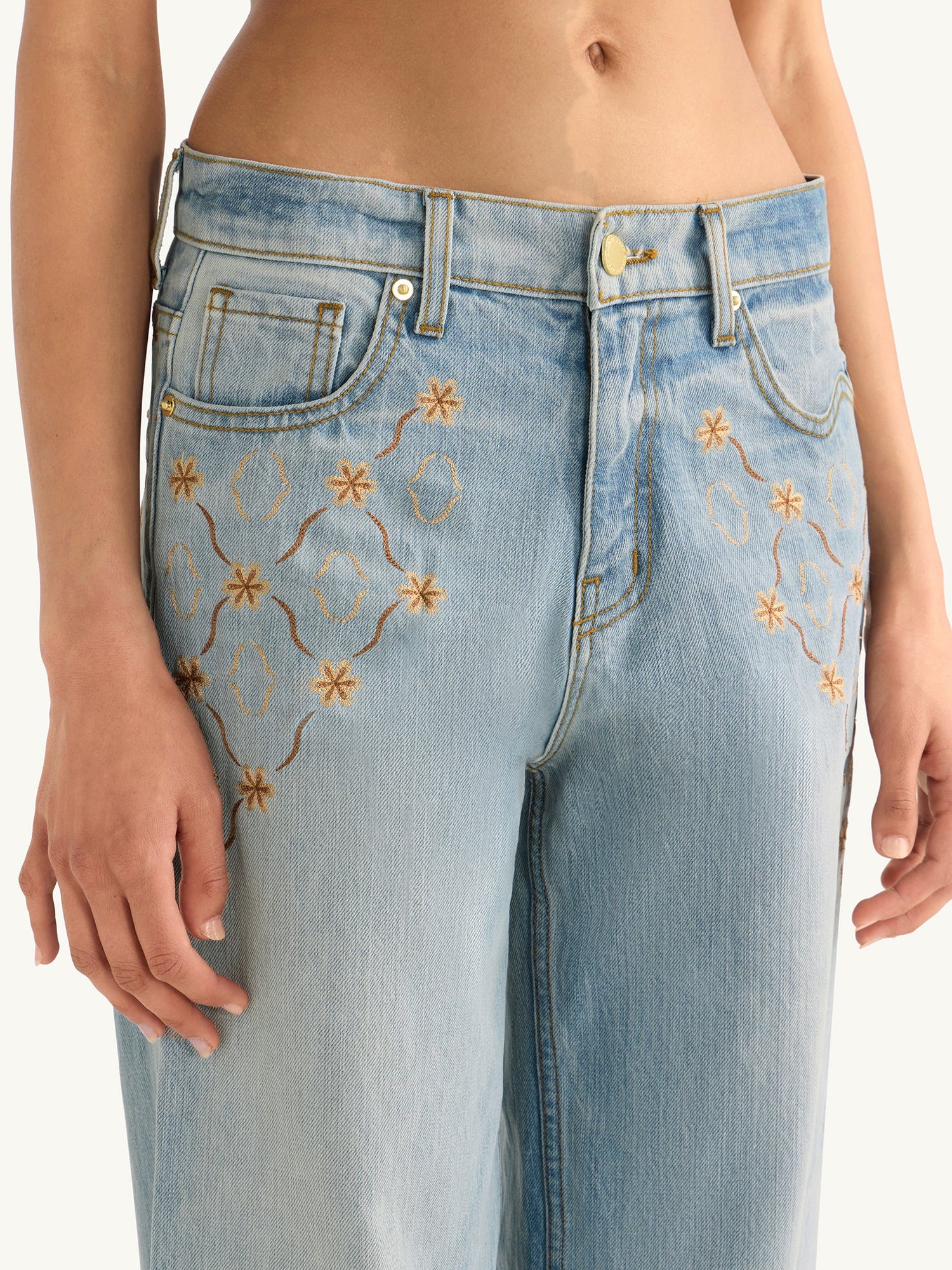 Helena Embroidered Jean | Light Blue