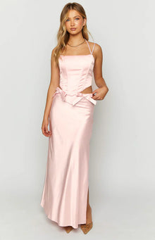 Azriel Satin Bow Maxi Skirt | Pink