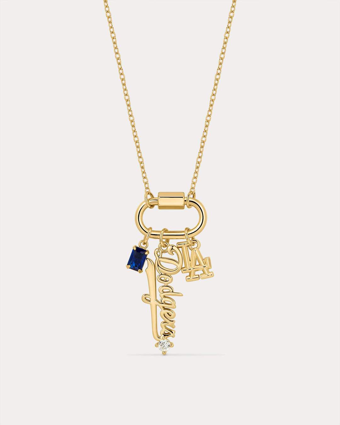 Bijoux Sport by Luv Aj MLB Logo Charm Carabiner Necklace | Los Angeles Dodgers | Gold