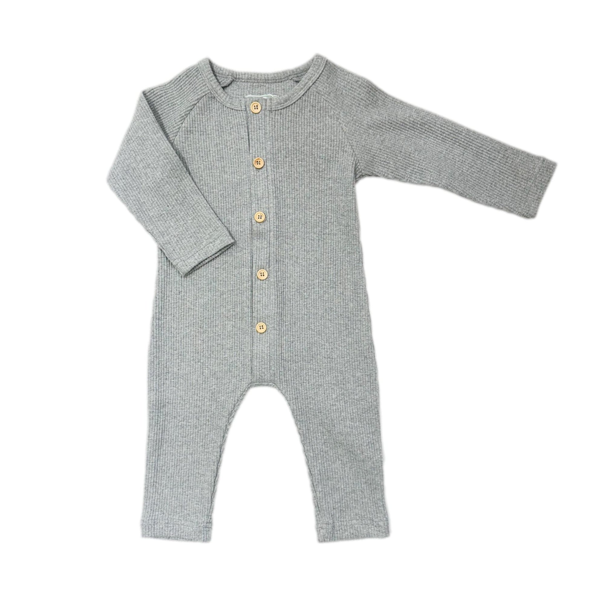 Baby Unisex | Ribbed Cotton Playsuit | Grey