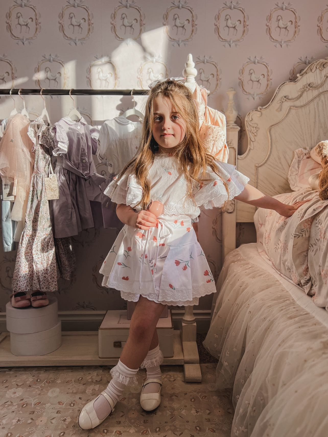 Baby Girls | Tulip Cotton Blouse and Shorts Set | White